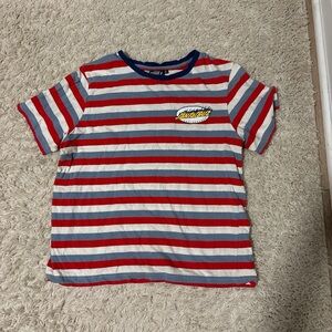 Santa Cruz Skateboards Red, White, and Blue Striped Tee
